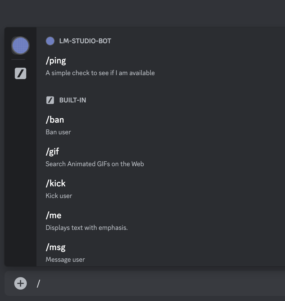 Ping command appearing in discord