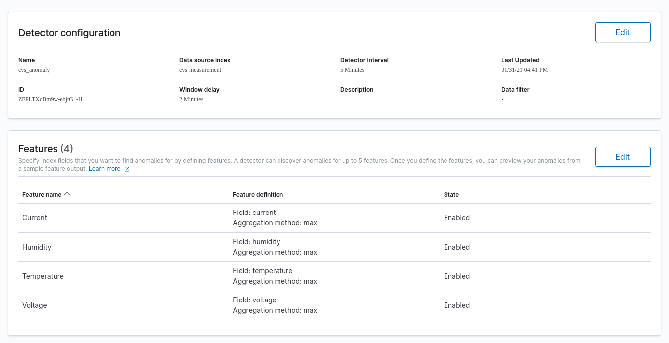 Anomaly Detector Configuration