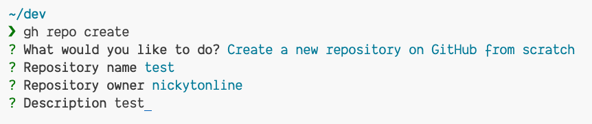 The GitHub CLI prompting for a description