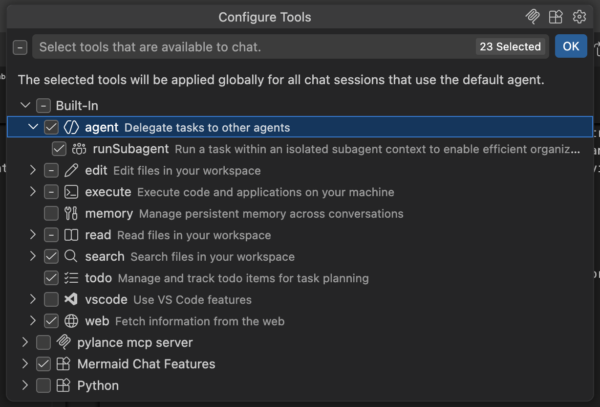 Tool selection in GH