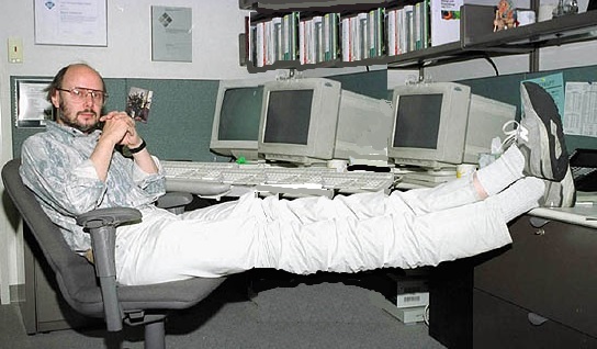 Bjarne Stroustrup seated at his desk