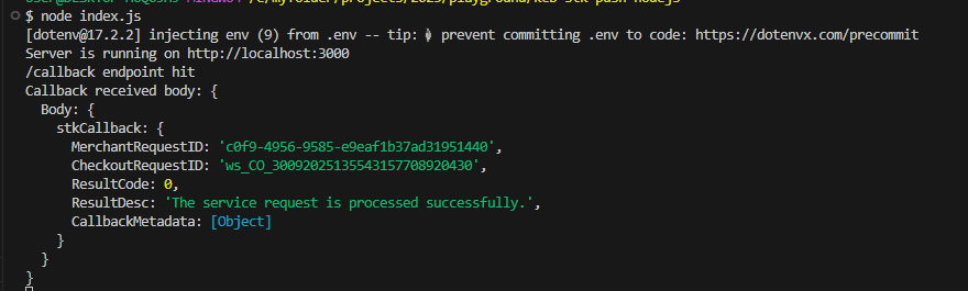 Successfully Callback