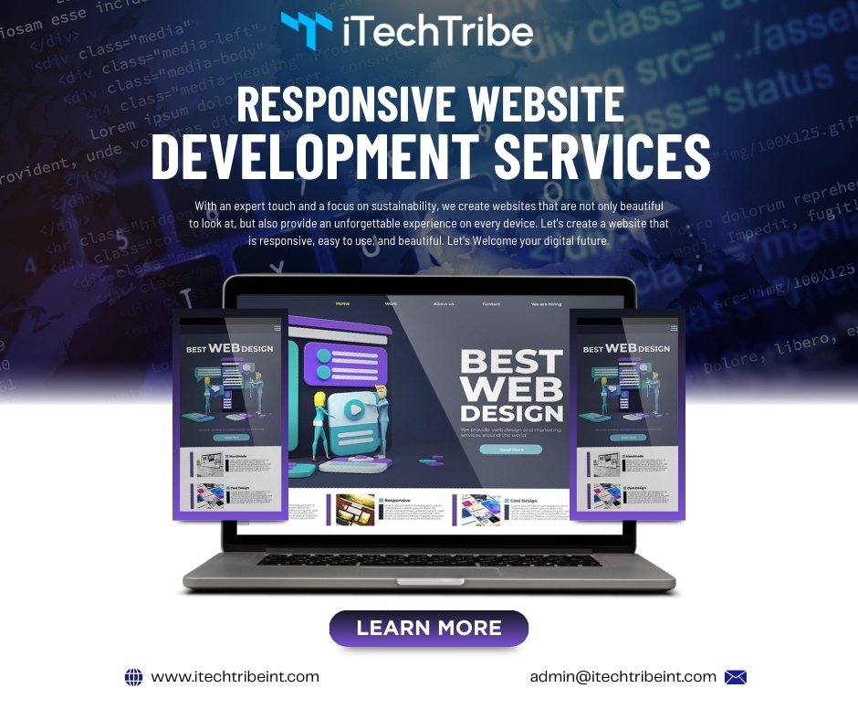 Image showcasing web development services provided by itechtribeint.com The image features a team of developers collaborating on code, symbolizing our commitment to delivering top-notch web solutions tailored to our clients' needs