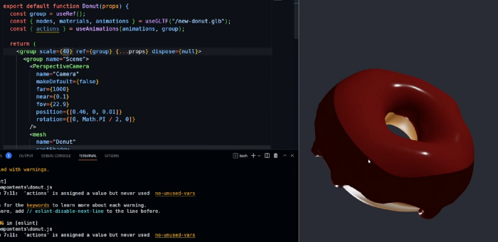 Working donut model in three.js