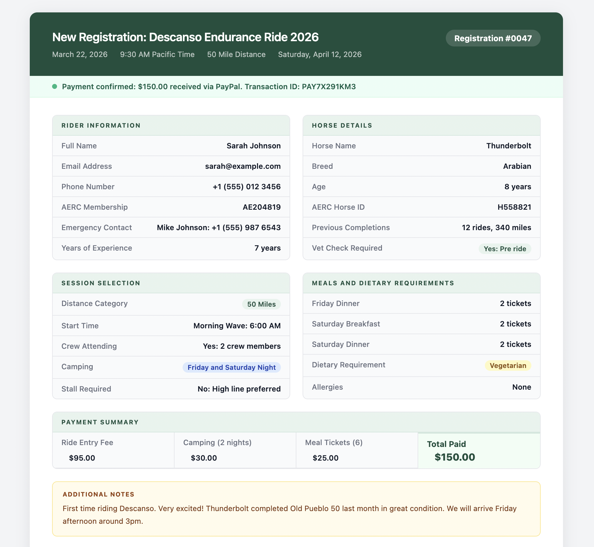 Custom email template in Formgrid showing clean, organized sections