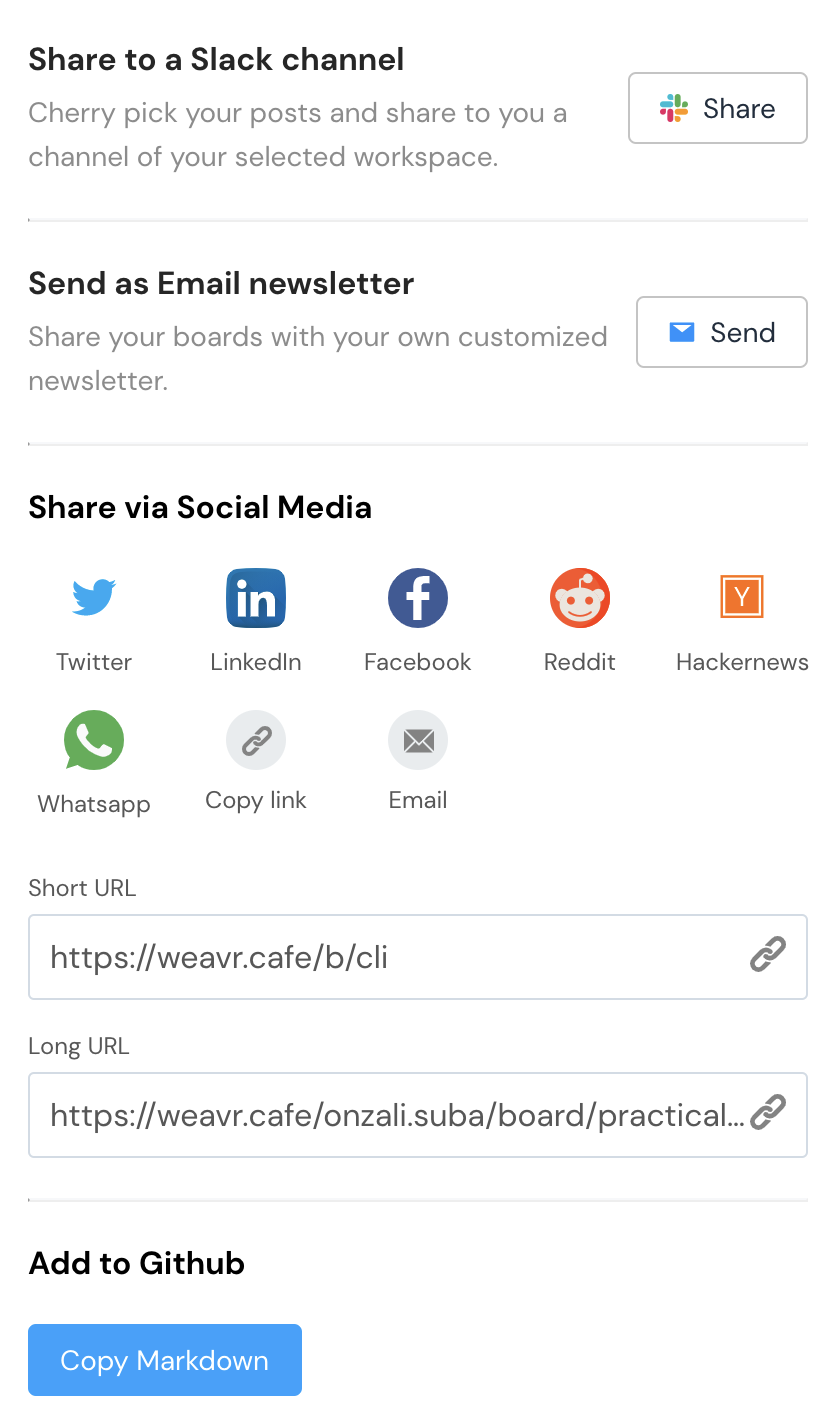 Share your Weavr Boards content