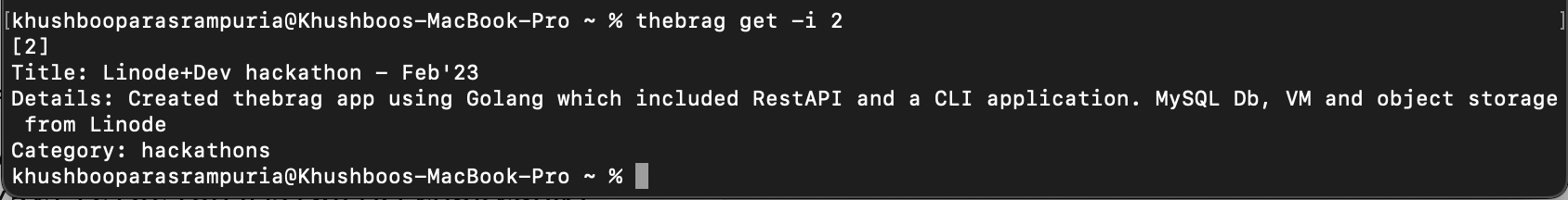 Get brag by id command