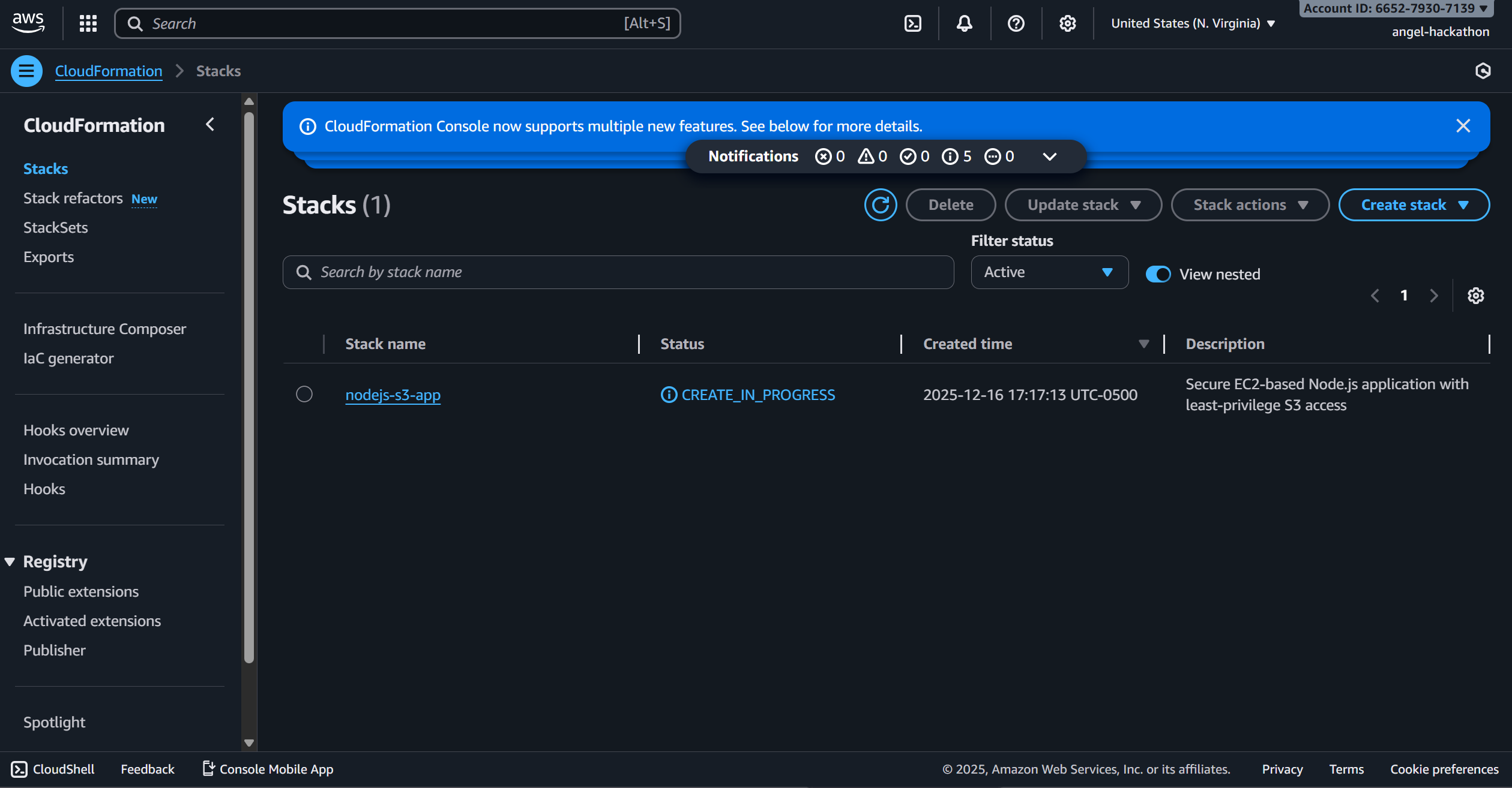 CloudFormation resources created