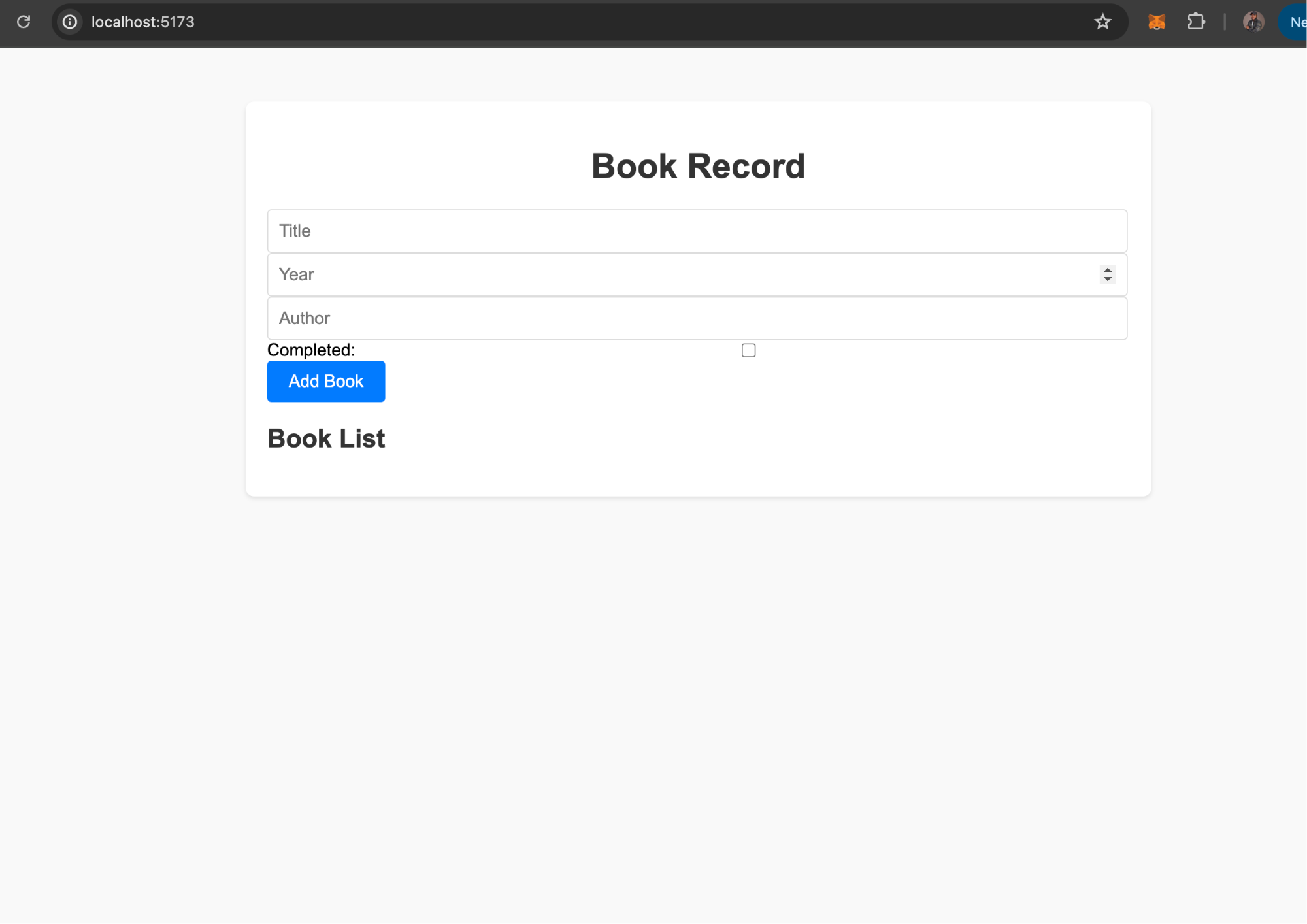 Image book-record-dapp webpage