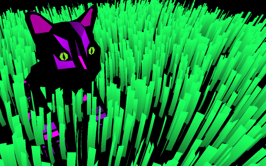 3D cat sitting in grass