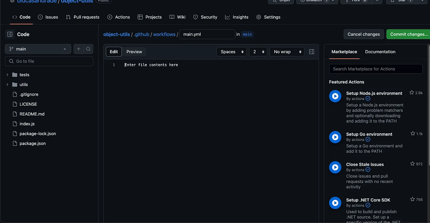 Github Actions Interface