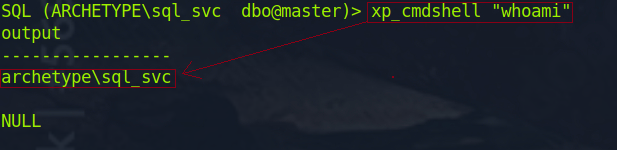 Screenshot 7: Command execution on MSSQL server