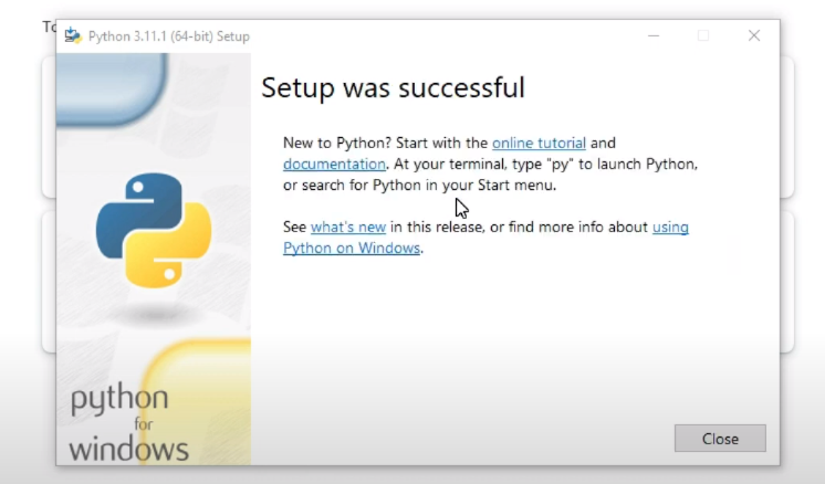 Python installation successful