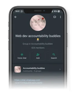 A WhatsApp group home page