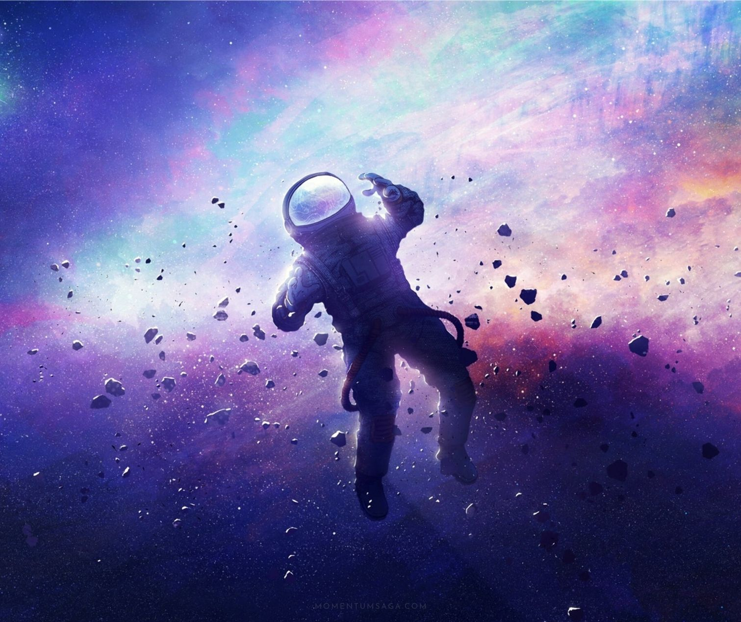 Astronauta voando solto no espaço sideral