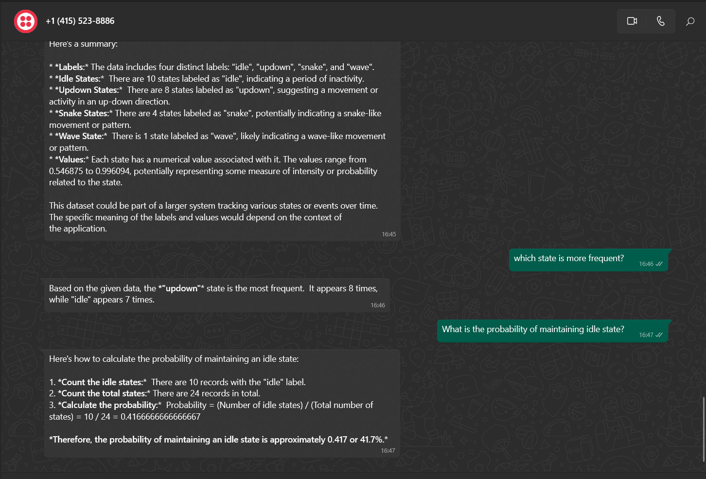 Twilio Whatsapp Response