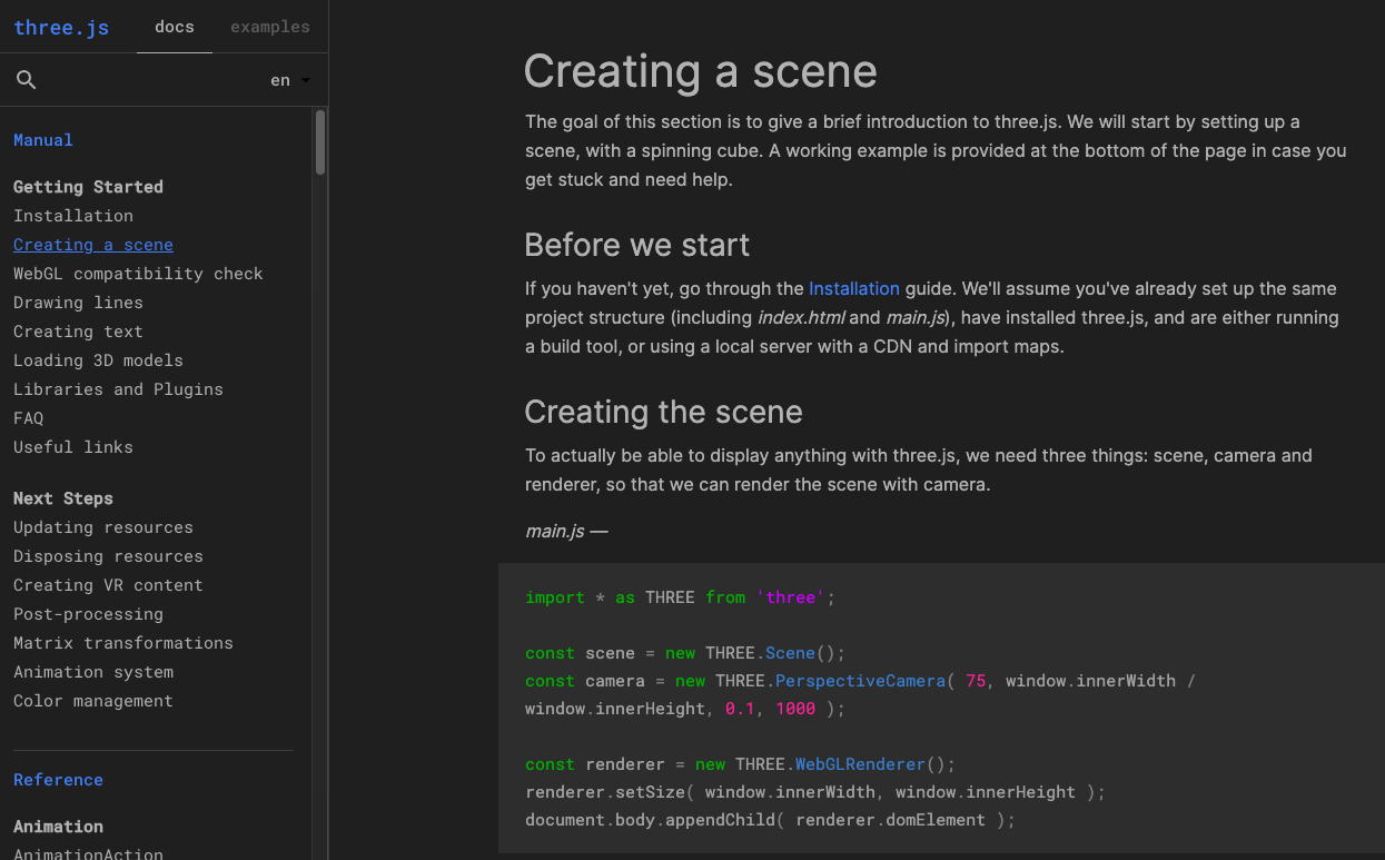 Sample page three.js
