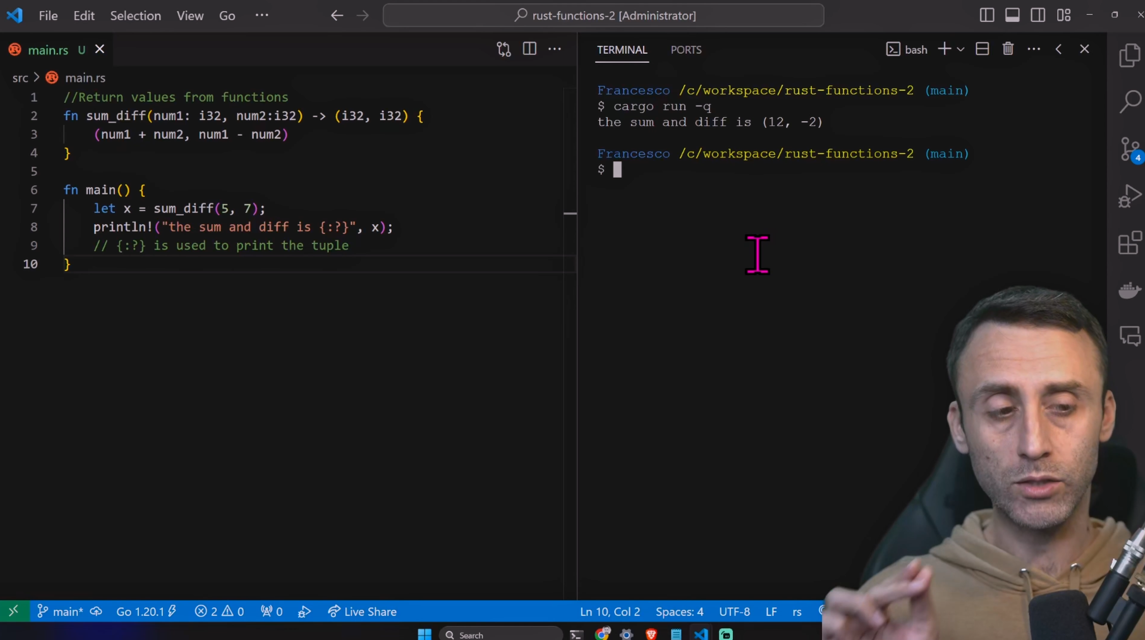 functions in Rust - Rust programming tutorial
