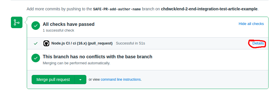 Pull request check details