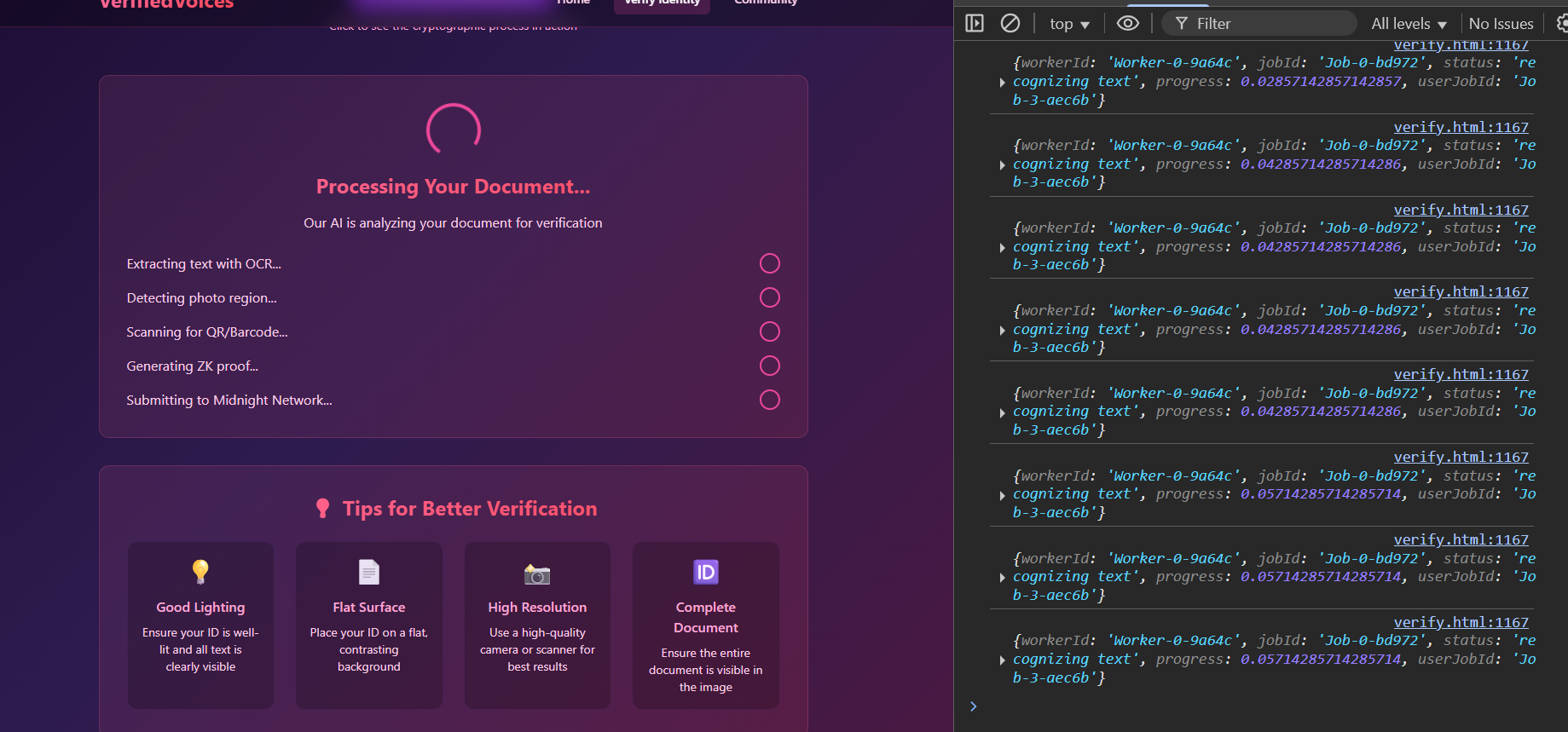Verification in progress