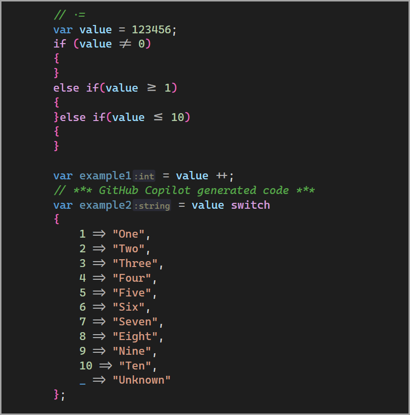 Example code showing off using Cascadia Code font