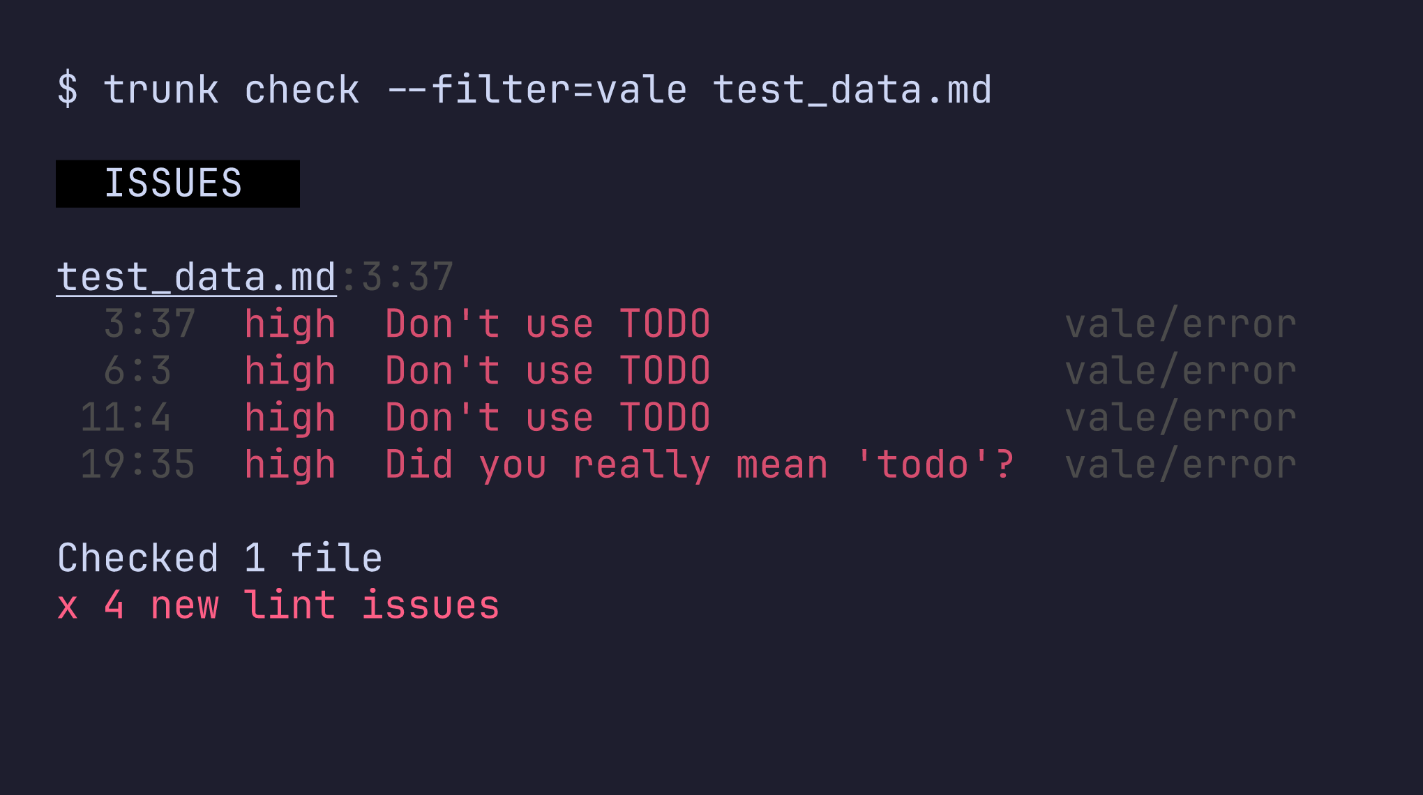 Running vale with Trunk Check