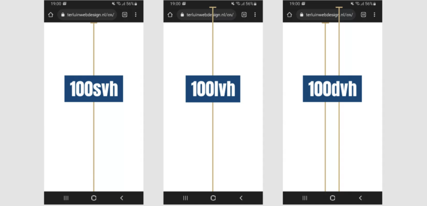 Comparison between 100svh, 100lvh and 100dvh