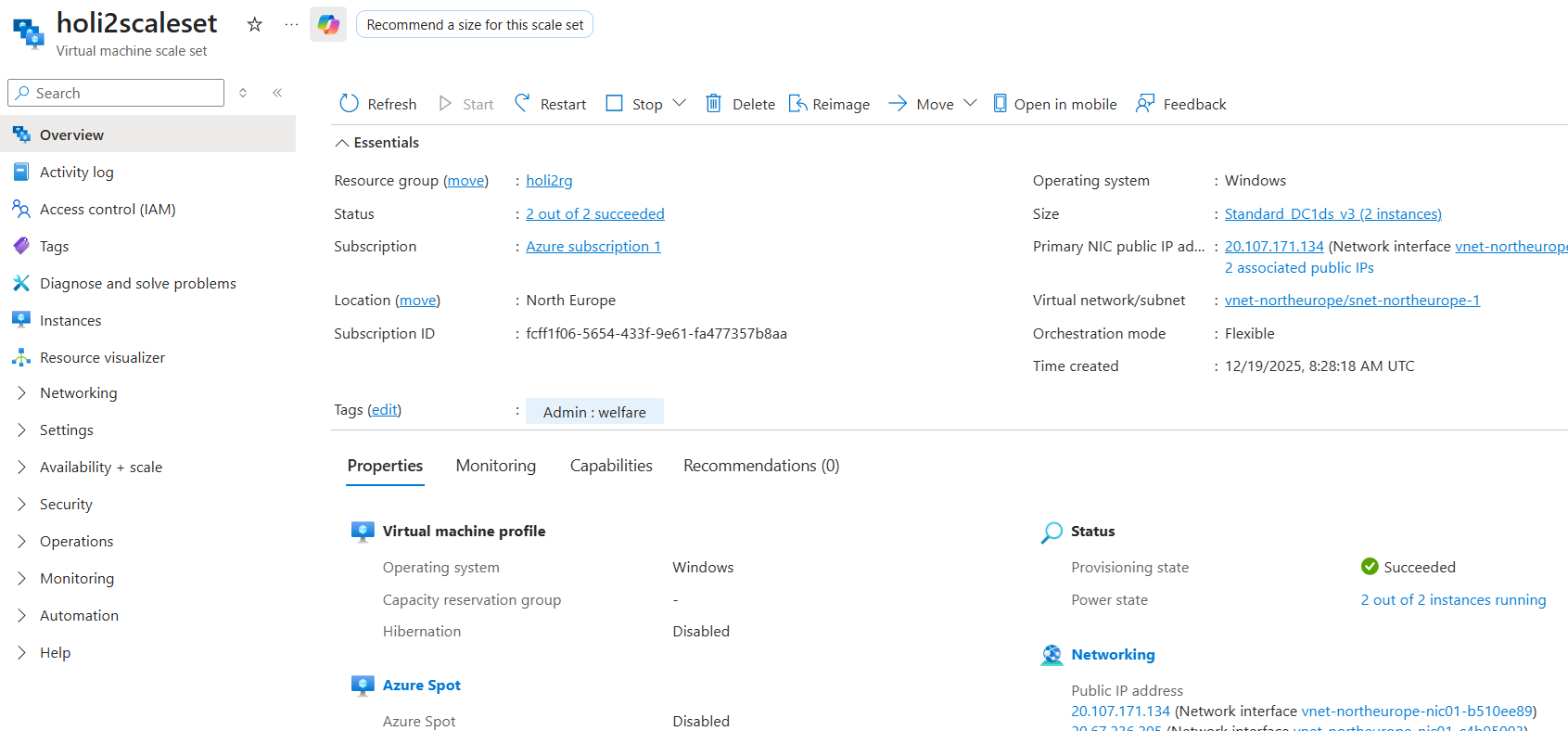 VM Scale Set 준비 스크린샷