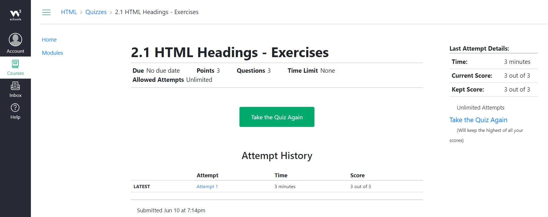 w3schools course second quiz