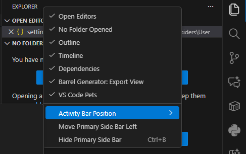 Activity Bar Position