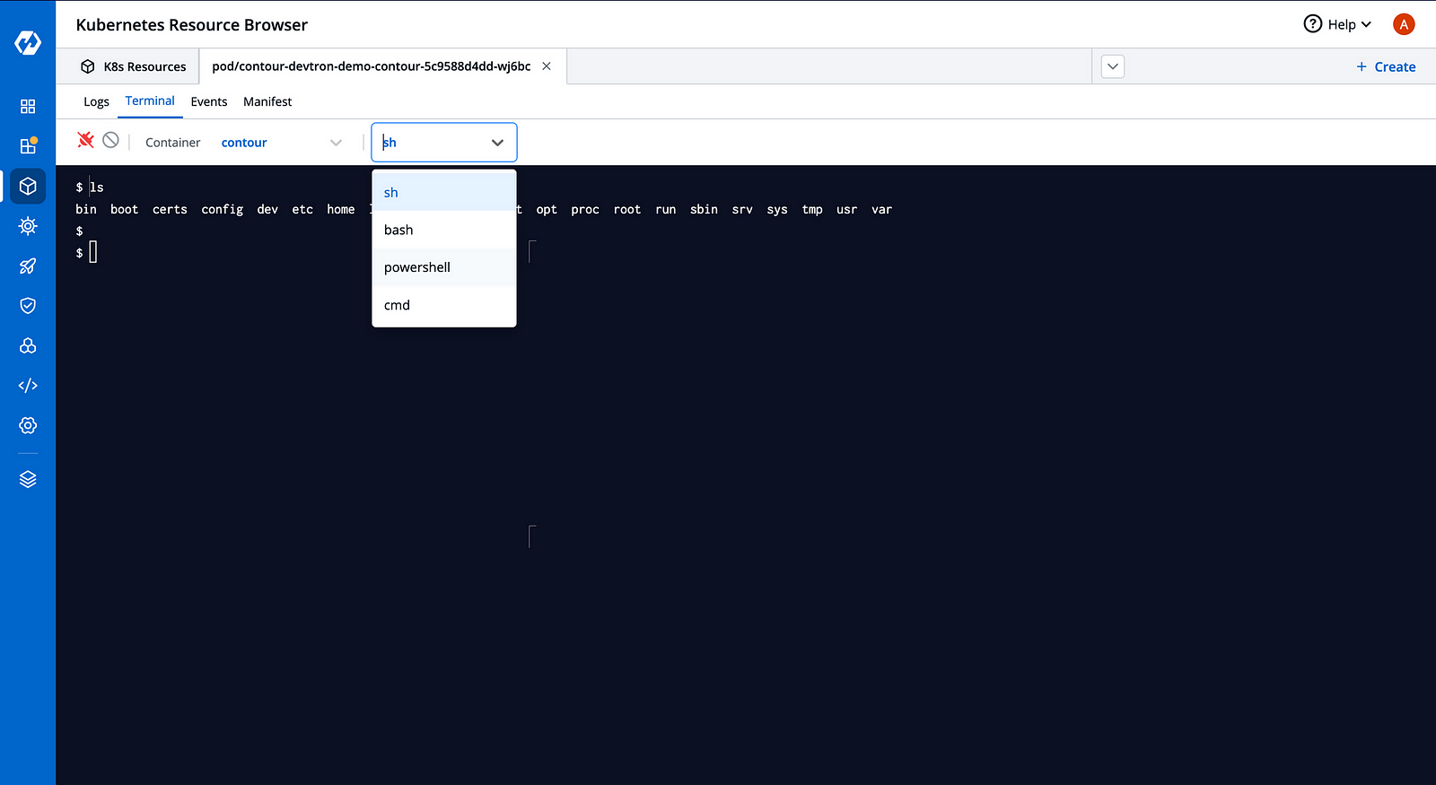 Terminal for Specific Pod