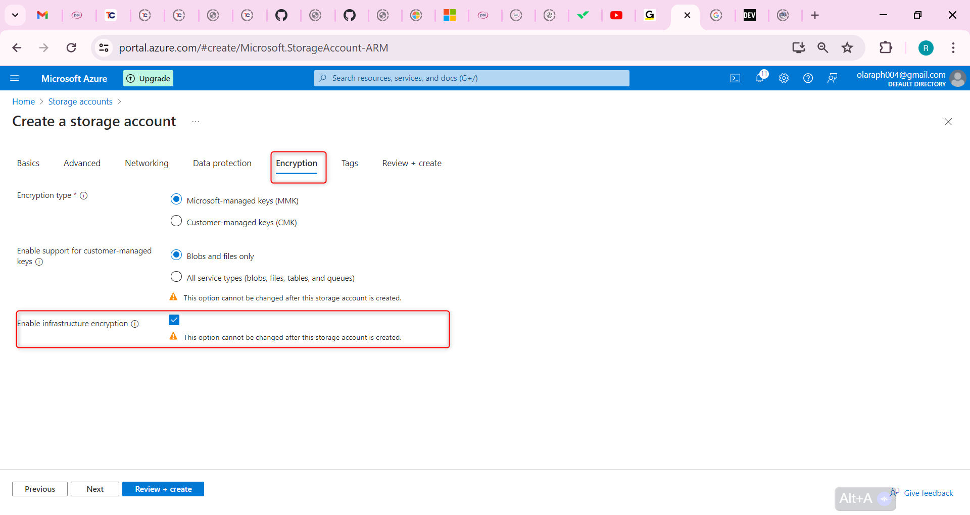 Enable infrastructure encryption