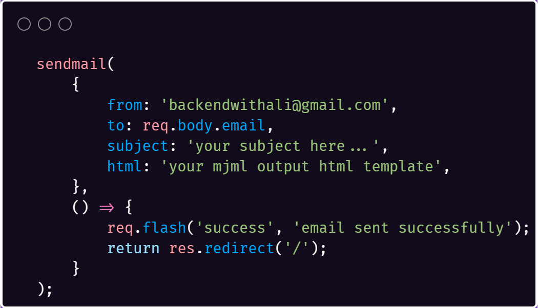 send mail in node js