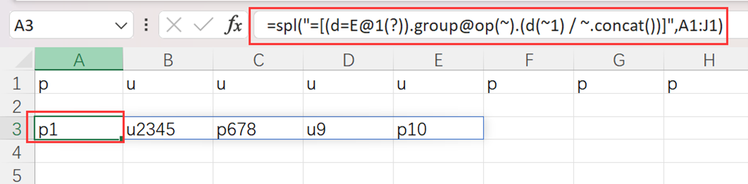 result table with code entered