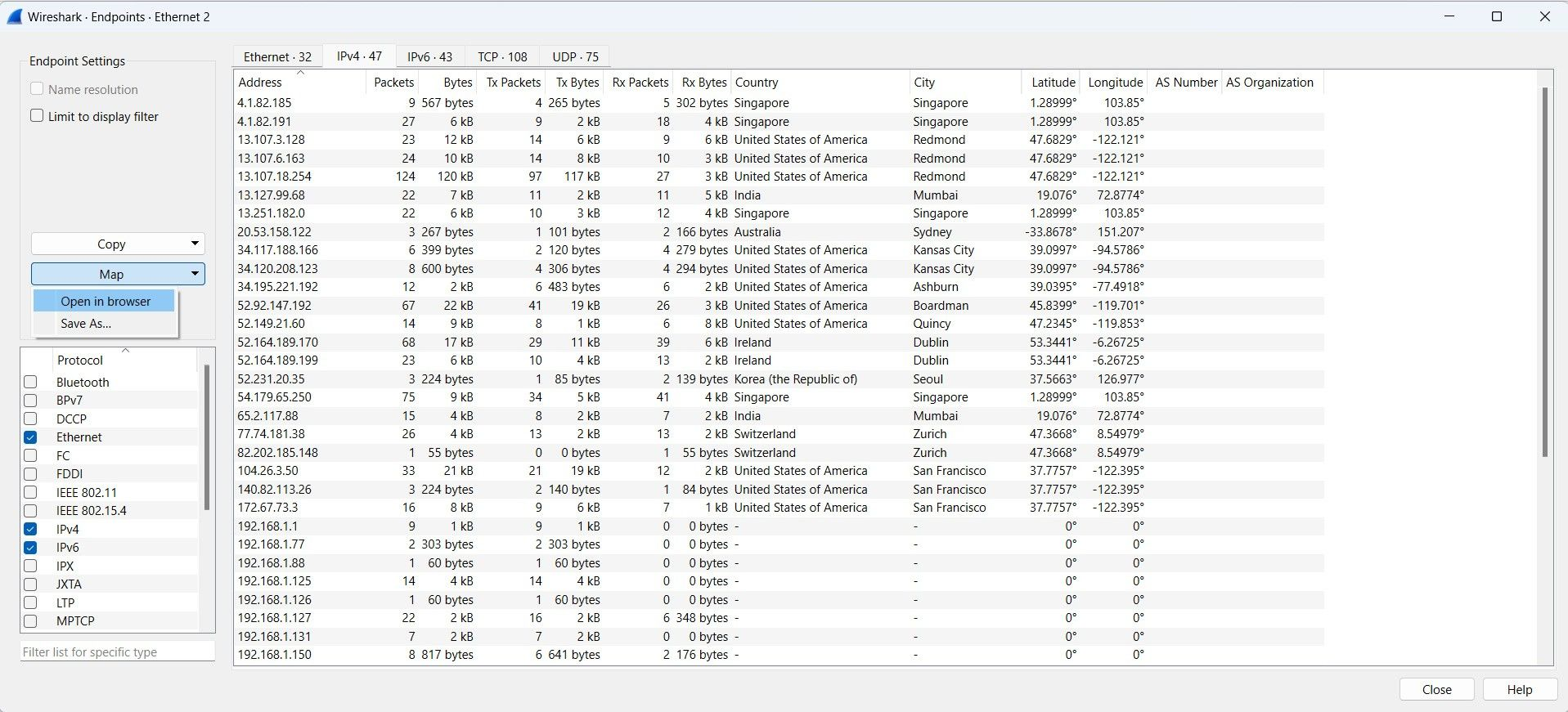 Geolocation on a map