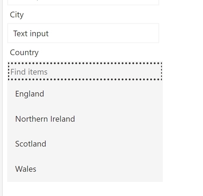Power Apps - colCountry Combobox