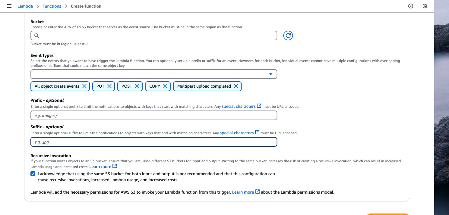 Lambda function trigger