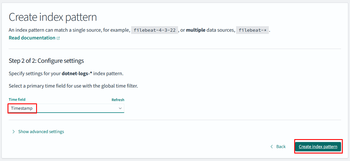 Select TimeStamp, create the data view