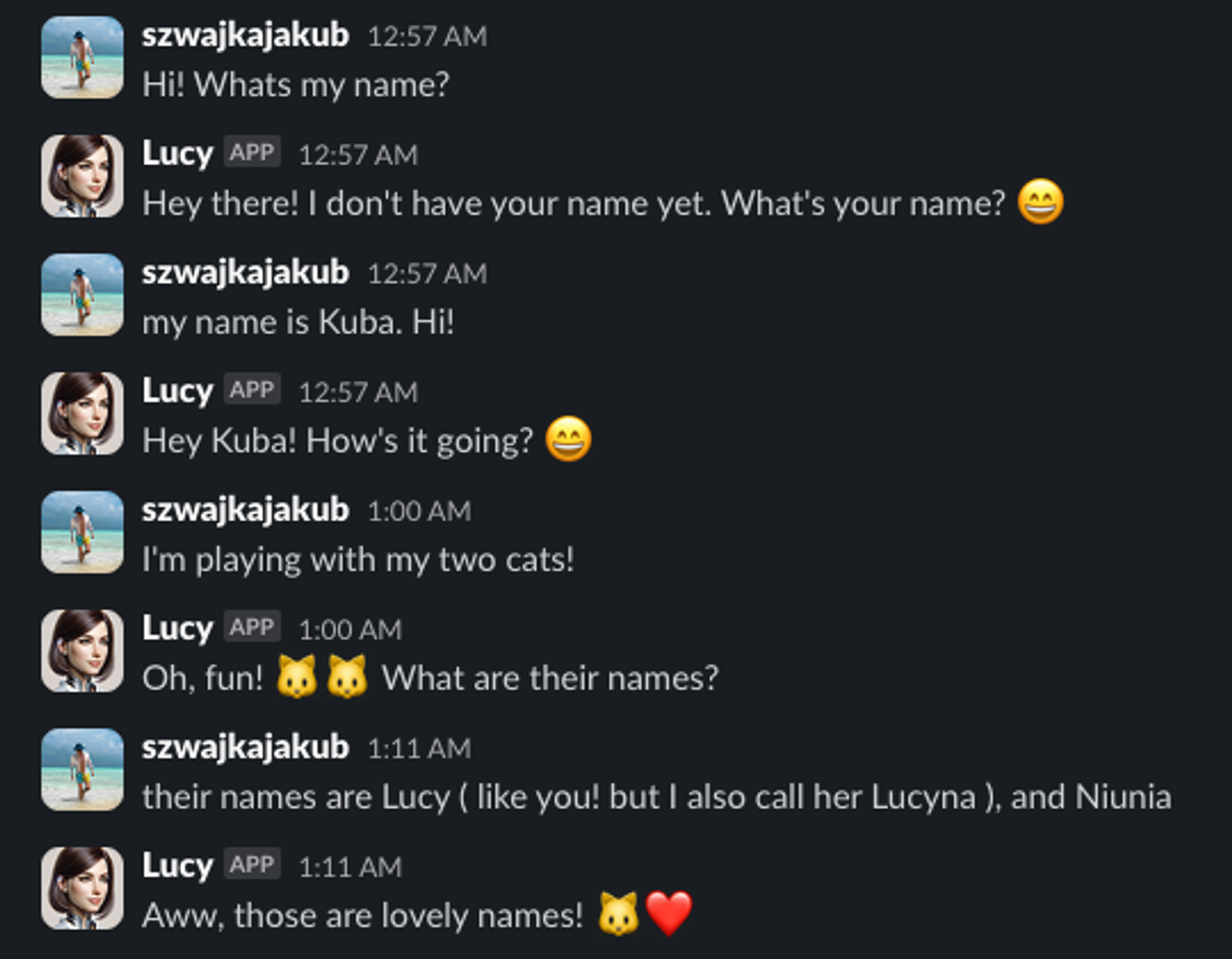 Slack conversation example