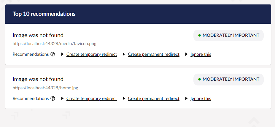 A screenshot of the new recommendation cards