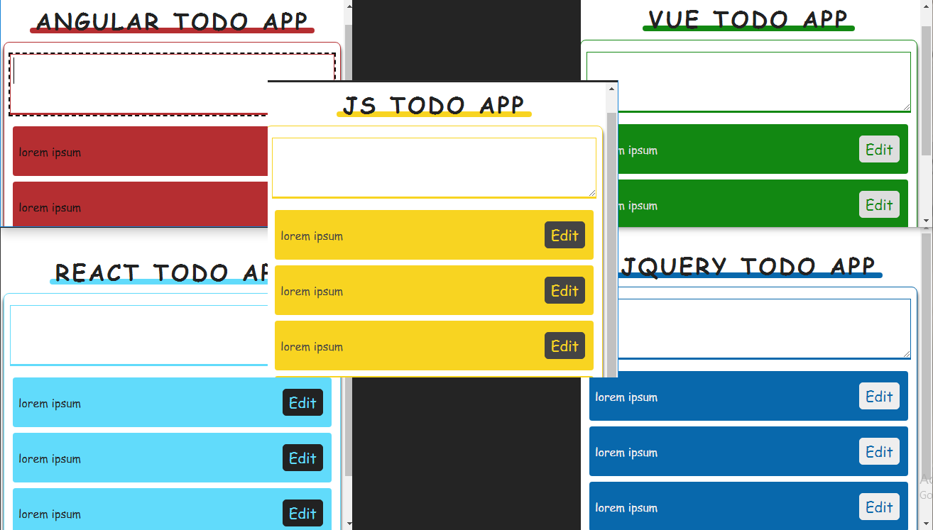 Same todo app with different technologies