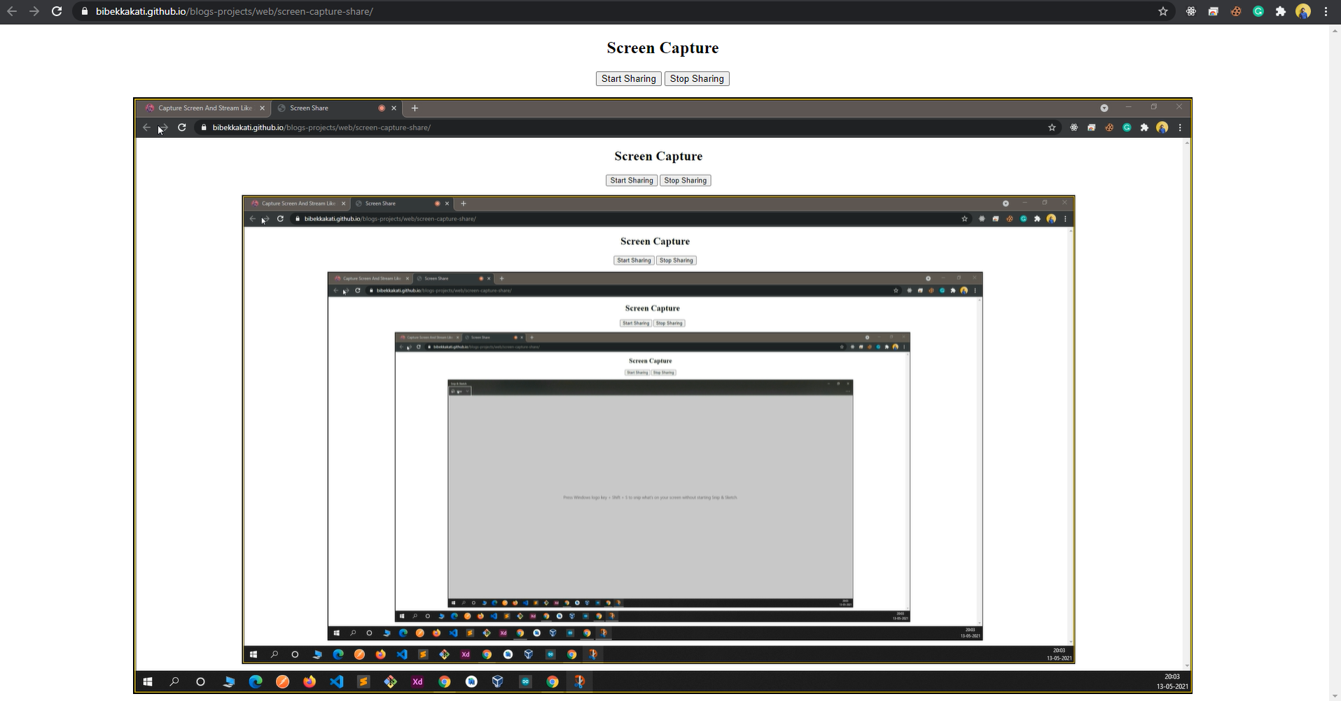 Html screen capture studio