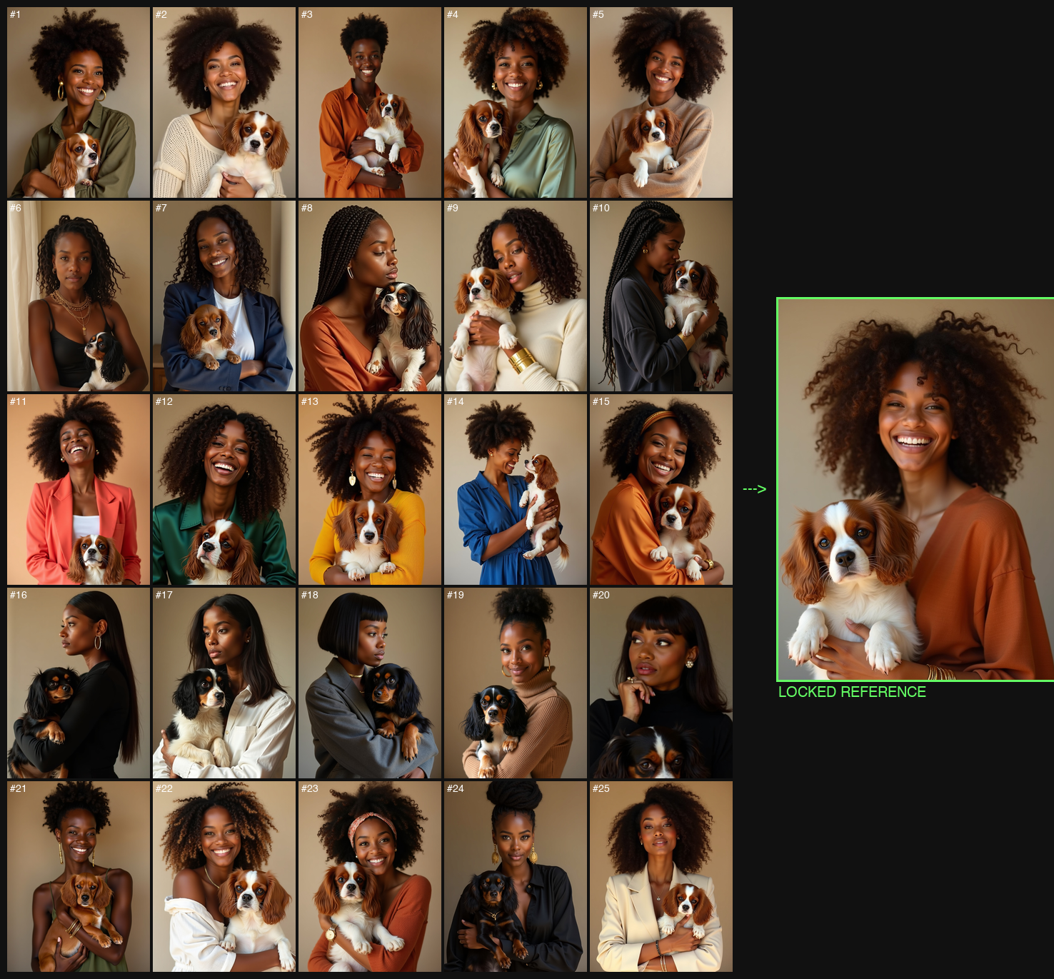 5x5 grid of 25 audition candidates