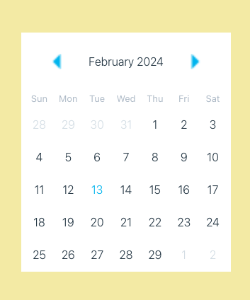 Calendar with blurry arrow buttons
