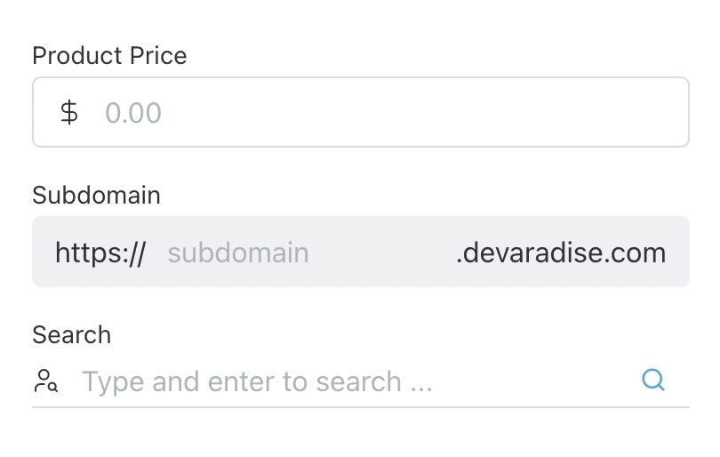 Input with Custom icon, prefix & suffix