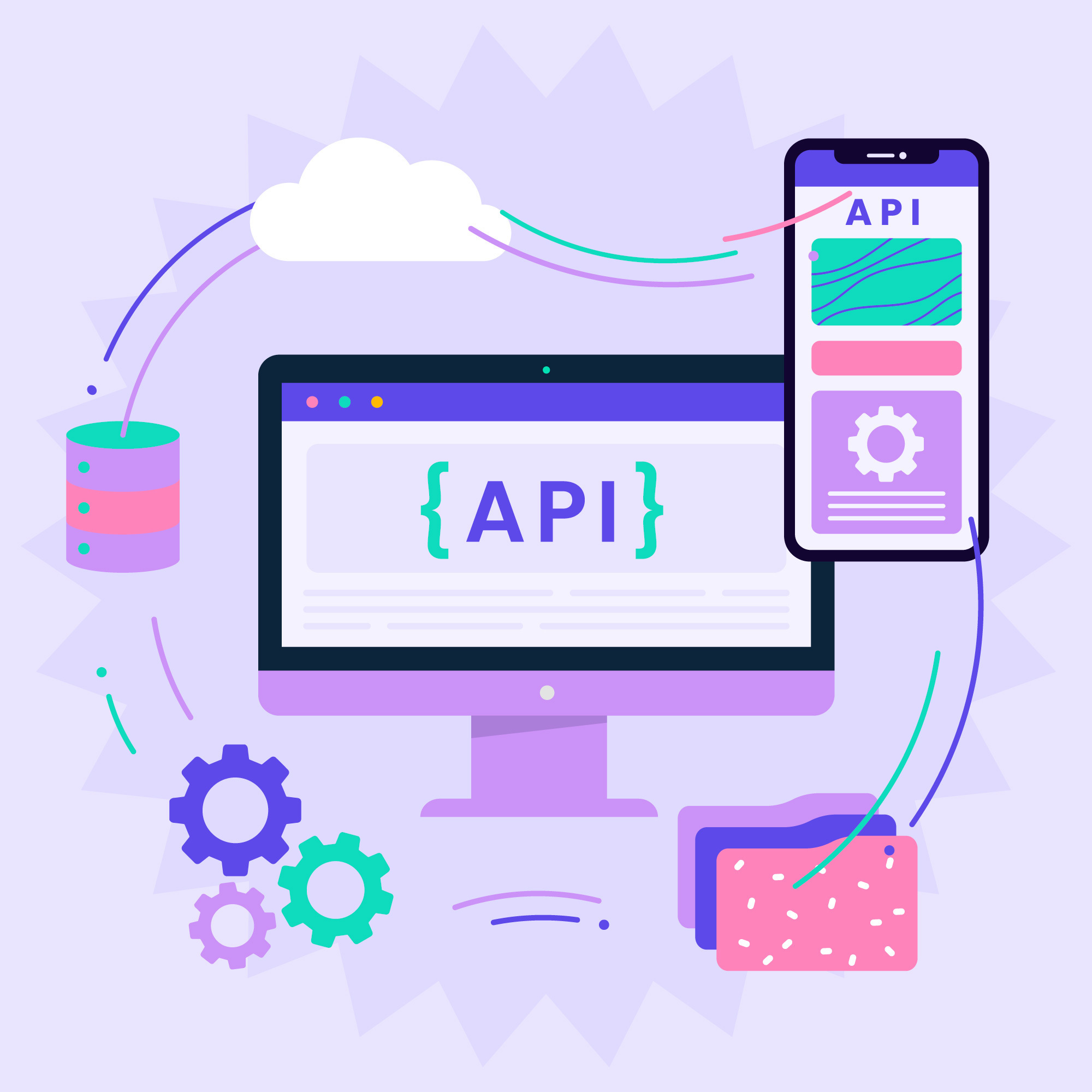 Flat design api illustration