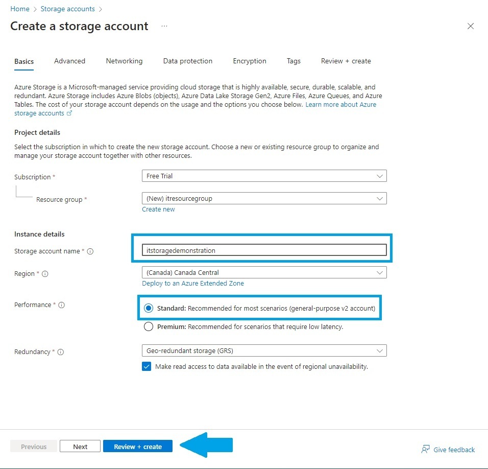Configuring Storage Account
