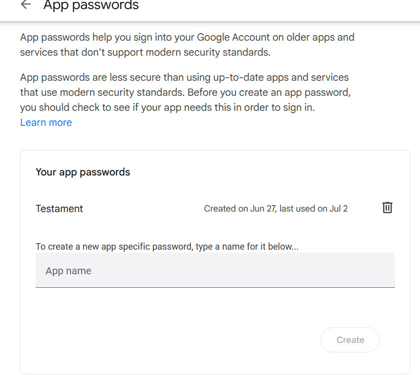 create less secure apps