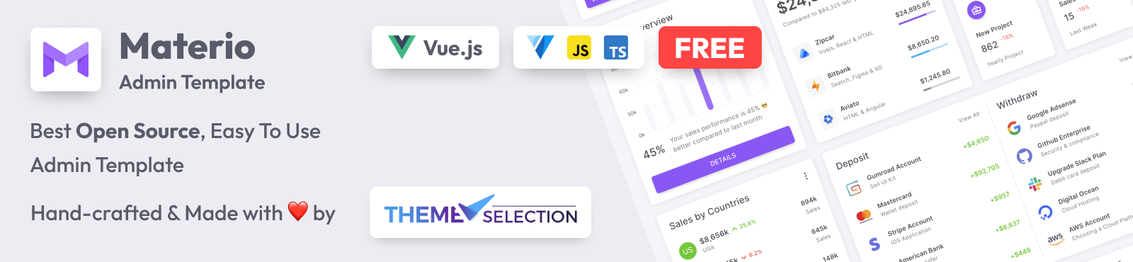 Materio Free Vutify VueJS 3 Admin Template