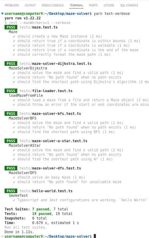 Run tests in verbose mode